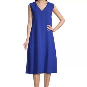 Misook True Blue Sleeveless Woven Swing Dress